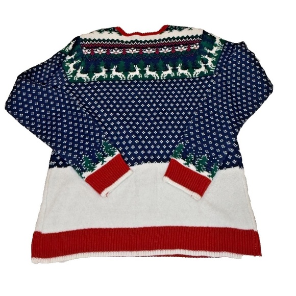 Holiday Time Ugly Christmas Sweater; Santa Woves; Men's Size Med - Picture 2 of 5
